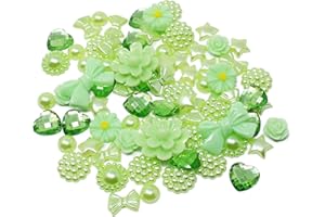Special Touches 80 Mix Shabby Chic Resin Flatbacks Craft Cardmaking Embellishments (Green)