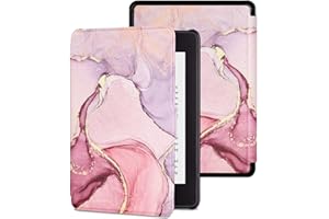 MOKASE Custodia per Kindle Paperwhite 6,8" (11a Generazione 2021), Sottile Pelle Sintetica Automatica Sveglia/Sonno per Kindle Paperwhite 6,8" & Signature Edition & Kids E-reader 2021, Pink Marble