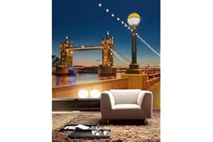 Komar Photo Wallpaper, Tower Bridge, 368 x 254 cm, Wallpaper, Wall Decoration, Wall Covering, Wall Picture, Wall Decoration, London, Landmark London, Illuminated, 8-927