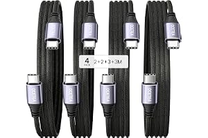 Ocetea Set med 4 USB C till USB C-kablar 60 W - 2 m, 2 m, 3 m, 3 m - Set med snabbladdarkablar PD 3.0 - Kompatibel med iPhone