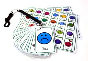 KIDS2LEARN Feelings and Emotions Flash Card Pack - Special Needs Autism Cue Card & Bungee Set for carers schools senco