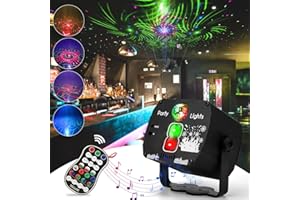 FWIULL Lampe de Scène avec Télécommande, Lumière de fête LED avec 60 Modes de Projection RGB,Commande Vocale et Rotation à 360°, Câble USB, Party Light pour Proms, Fêtes à la Maison, Clubs, Vacances