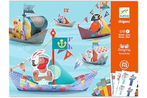 Djeco DJ08779 kreatywny zestaw origami pływające łódki, niebiesko-zielone