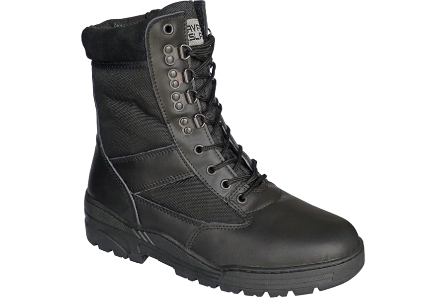 Savage Island Men's Black Leather Combat Patrol Work Boots