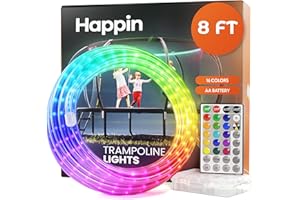 Happin LED Trampoline Lights 8 FT with Remote Control,16 Colors and 4 Modes, Waterproof Lights for Trampoline for Fun Outdoor Play and Night Lighting (8 FT)