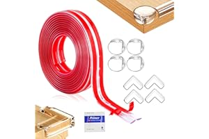 Frizco Child Proof Edge and Corner Protector Kit - Soft Silicone Bumper Strip with 4 Round & 4 L-Shaped Corner Guards for Kids, Furniture Dinning Table Cabinets Drawer (4M)