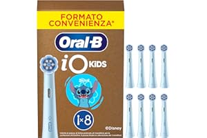 Oral-B Testina iO Kids Per Spazzolino Elettrico Disney Stitch Per Bambini Dai 6 Anni In Su, Delicato Su Denti da latte e Gengive, Per Denti Più Puliti, Confezione Da 8
