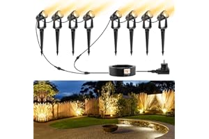 NIORSUN Spot LED Extérieur, Éclairage de Jardin Blanc Chaud 3000K, Étanche IP67, Lampe Avec Adaptateur 29 m 27 V, Pour Cour, Arbres (Paquet de 8)