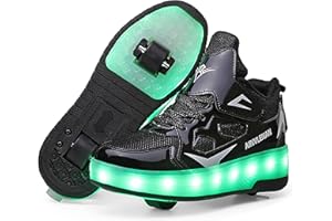 YongerYong Jungen Mädchen Skateboard Schuhe mit LED Blinkend Schuhe mit Rollen Skate Automatisch Einziehbar Komfort Outdoor Sportschuhe für Kinder