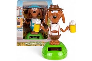 MIJOMA Figura oscillante a energia solare, in plastica, altezza 10 cm, non necessita di batterie, per davanzali, auto e luoghi soleggiati (Bayern Bierhund multicolore)