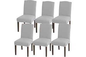 ‎GRANBEST Granbest Hohe Dehnung Stuhlhussen, Universelle Passform Jacquard Esszimmerstühle Bezüge, Abnehmbare Stuhl Protektors für Esszimmer, Küche, Restaurant und Hotel (Set von 6, Silbergrau)