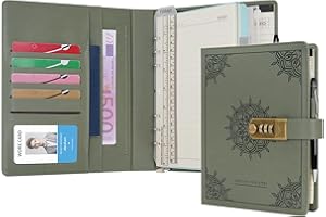 WASON Diario con candado A5 cuaderno de notas de hojas rayadas recargables planificador carpeta de escritura con bolígrafo y para ideal organizador negocios escuela y viajes(Verde)