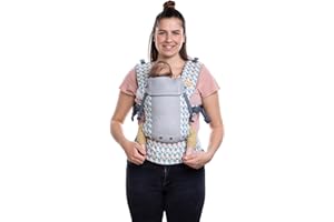Beco Gemini Baby Carriers from Newborn to Toddler - Certified Ergonomic Newborn Baby Carrier for Infants and Children of 7-35 lbs - M Shape, Adjustable Seat, Breathable 3D Mesh (Cool Grey Geometric)