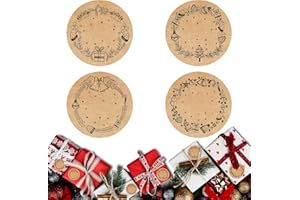 AOIUENOK Autocollant Noël Kraft, 240 Pcs Etiquettes Autocollantes, Gommettes Noël, Merry Christmas Autocollants Noël,Etiquette Cadeau Noel, Guirlande Décoration pour Emballage Sac Cadeau Enveloppe (noir)