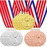 Santme 12 Pieces Winner Metal Medals, Gold Medals Silver Medals Bronze Medals with Ribbons for Children Parties Decorations a