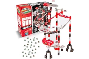 Marble Genius Marble Run Racing Set: 200-Piece Marble Run Racing Set Toys for Kids, Marbles Maze Tower Building Blocks, Marble Race Track Rolling Game, Educational Learning STEM Toy Gift, Racing