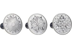 Nordic Ware Znaczki do ciastek Starry Night (zestaw 3 sztuk), solidny odlew aluminiowy zestaw pieczątek do ciasteczek, zestaw prasy do ciastek wyprodukowany w USA, wytrzymały i trwały zestaw prasy do