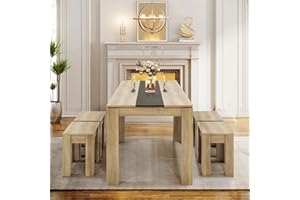 LafeuR Esstisch mit 4 Hocker Holz 5-TLG Set 160x80x75cm Küche Stühle Tisch Möbel Essgruppe Praktisch Sitzgruppe Eiche & Schwarz