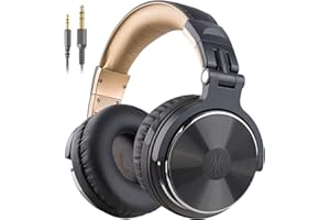 OneOdio Pro10 Auriculares DJ con Cable, Estéreo de Mezcla y Monitor de Estudio, 50mm Controladores, 3.5 y 6.35mm Conector de Audio para PC AMP Grabación de Teléfono Piano Guitarra, Gris y Negro