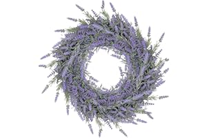 Pauwer 40cm Artificial Lavender Wreaths for Front Door Fake Purple Lavender Flower Wreath Welcome Door Wreath for Wedding, Wall, Window,Backdrop,Home Décor