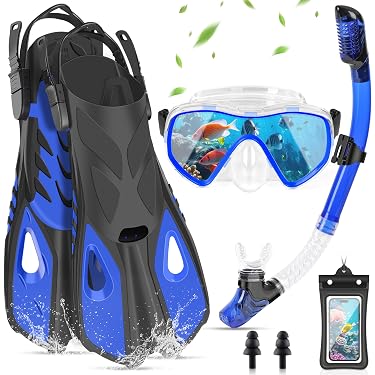 Masque De Plongée + Tuba - Kit Snorkeling Adulte Verre Trempé, Vision 180°, Réglable