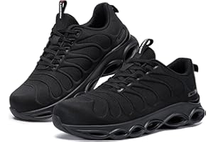 LARNMERN Obuwie ochronne męskie modne stalowe noski, amortyzacja, wygodne buty ochronne, lekkie, oddychające buty robocze