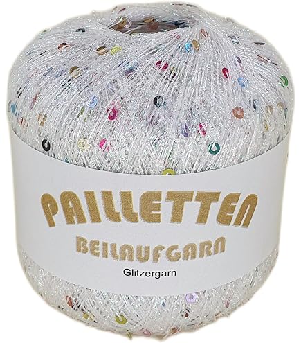 Frida’s Wollhaus Effektgarn Mit Pailletten – 50g Baumwollgarn, 140m Lauflänge, Für Häkeln & Stricken
