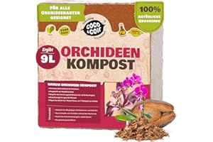 COCO&COIR EVERYTHING IN A NUTSHELL Kokos & Kokosfaser Orchideen Pflanzmischung | Torffreier Orchideenkompost/Orchideenrinde Ersatz mit Orchideenfutter | Umtopfen Aller Orchideenpflanzen (9L)