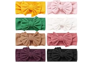 COUXILY bebé-niñas diademas de algodón suave arco anudada Hairband Headwrap Elastic Bow Turbante aros de pelo para niños bebés Set de regalo para niños