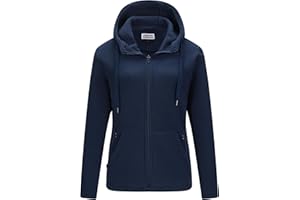 Outdoor Ventures Womens Fleece Jackets Warm Full Zip Coat Ladies Outdoor Casual Long Sleeve Hooded Jacket Soft Outerwear Running Jacket With 6 Large Pockets For Walking & Travelling