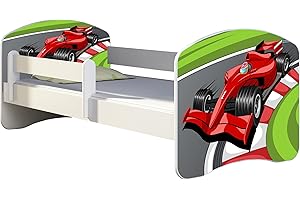 Letto per bambino Cameretta per bambino con materasso Cassetto ACMA II (06 Formula 1, 180x80)