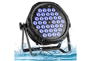 PUZILOZA Wasserdichter RGB 36 LED Par Scheinwerfer, IP65 Par Strahler DMX 3/7CH, Outdoor Party Licht für Draußen DJ Bar Club Schwimmbad