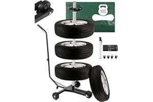 MONZANAŽ Arbre ŕ pneus 225mm 4 Roues Jantes 100kg Mobile 3 roulettes Housse Support Rangement Pneu étagčre Rangement Garage Cave