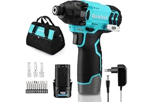DURATECH Visseuse à Choc sans Fil 12 V avec Batterie 2,0 Ah, Tournevis Electrique, Couple de 100 N.m, 2400 tr/min, Mandrin Rapide 6 mm, Lampe LED et Chargeur, Vitesse Variable
