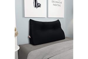 ‎BNCKTRD BNCKTRD Kopfende Großes Rückenkissen Bequemes Lesekissen und Rückenteil im Bett Rückenlehne Kopfkissen Langes XXL Kissen für Sofa, Couch, Wandkissen Polster Samt Schwarz 60cm