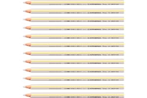 Lápiz de color triangular STABILO Trio thick – Caja con 12 lápices color blanco