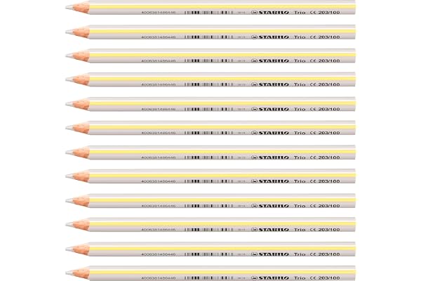 STABILO Trio Lot de 12 crayons de couleur Blanc