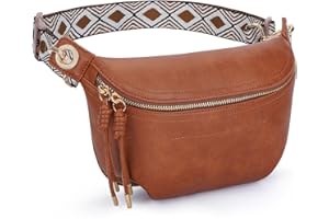 HKCLUF Gürteltasche Damen, Veganes Leder Bauchtasche Damen Stylisch Hüfttasche Umhängetasche mit 2 Riemen Braun