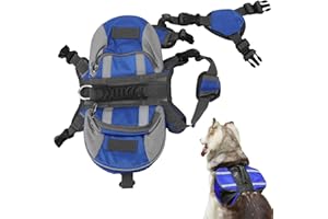 Cyrank Hunderucksack Geschirr, Reise Camping Hundesatteltasche Hundewanderrucksack mit Reflexstreifen für kleine mittelgroße Hunde(S)