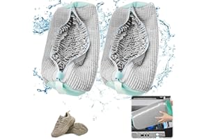 Suzmei Shoe Laundry Bag, 2PCS Gray, Chenille Fabric, Reusable, Hand Brush Simulating Bristles, Zipper Closure, 13.3277L, Rectangular, Footwear, Storage Bag