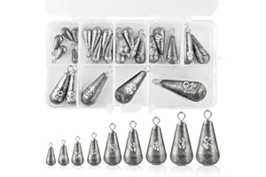 Peaken 25pcs Mixed Fishing Sinkers - Small Weights for River, Saltwater & Freshwater