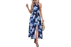 Xinlong Vestiti Donna Lunghi Estivi Manica Maniche Boho Stampa Floreale Abito Vestito da Spiaggia Casual Cerimonia Abito da Cerimonia Elegante