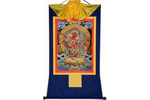 Gandhanra Tibetan Buddhist Thangka Wall Hanging,Kurukulla Thangka,Mother Buddha Kuru,Hot Stamped Brocade Buddhist Tapestry for Zen Home Decor, Meditation, Spiritual Relaxation