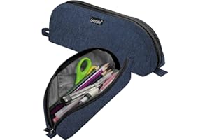 Gloppie Small Pencil Bag Pen Case Simple Pencil Case Pencil Storage Bag Pen Holder Pencil Pouches Fabric Zipper Pen Pouch Office School Supplies for Teen Kids Boys Students Adults (Blue)