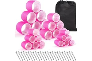 SHYNEK Lockenwickler-Set, 48-teilig: 24 Wickler in 4 Größen (6 Jumbo/6 Groß/6 Mittel/6 Klein) und 24 Haarspangen für Langes, Mittelkurzes Haar (Rosa)