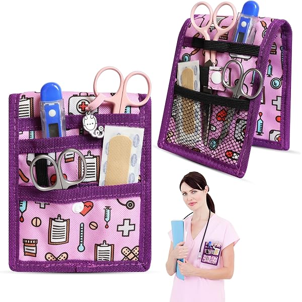 Set 4 Orologi Da Tasca Per Infermieri - Design Igienico Con Spilla Rosa, Nero, Bianco