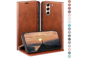 HUOUH Funda para Samsung Galaxy S21 Estuche de Billetera con Cuero de PU con Bloqueo RFID,Titular de Tarjeta de crédito,Cubierta a Prueba de Golpes teléfonos Fundas para Samsung S21 Marrón Claro
