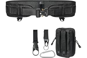 ikkle Tactical Belt Taktischer Gürtel mit Molle-Tasche und Haken, Nylon Battle Belt Outdoor Taktischer Hüftgurt Einsatzgürtel Gürteltasche für die Sicherheitsjagd von Strafverfolgungsbehörden Schwarz