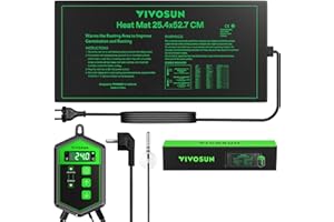 VIVOSUN Heizmatte mit Digitalem Thermostat 25,4x52,7 cm, UL & MET Zertifiziert, Wärmematte für Keimung, Zimmerpflanzen, Hydrokultur und Gewächshaus