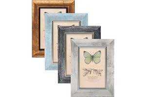 XUANLUO 4 Pack 6x4 Picture Frames,Matted for 4x6 inch Photo Frames, 15 x 10 cm Wood Grain Color Farmhouse Rustic Photo Frame (4x6 inch)